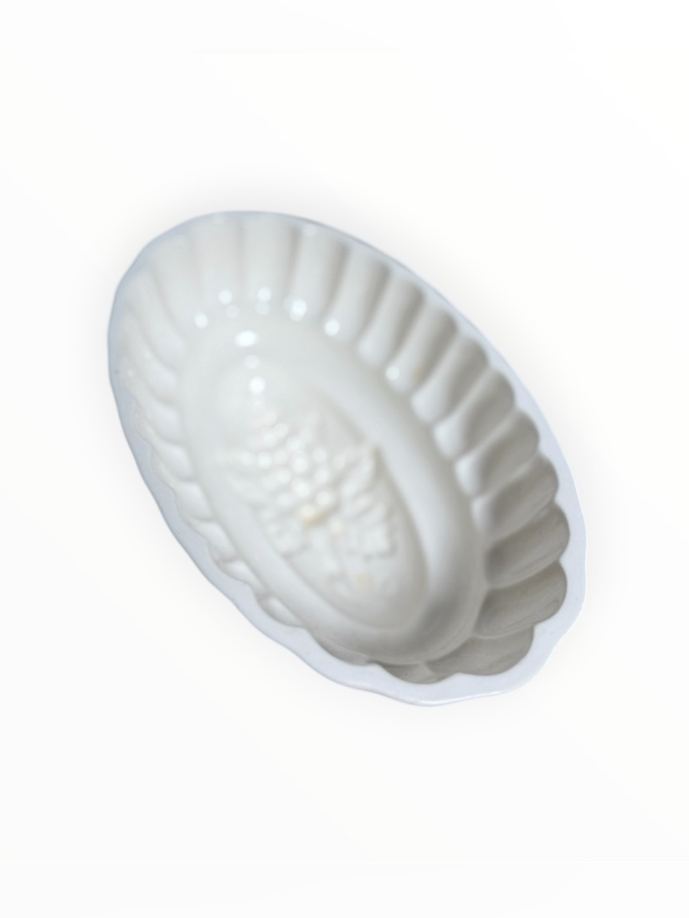 antique white ironstone jelly mold